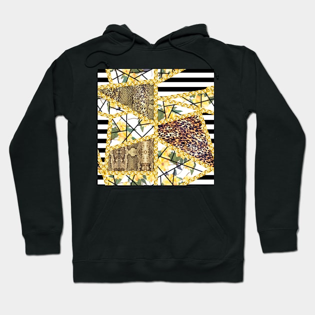 Animals skin texture with yellow flowers Hoodie by ilhnklv